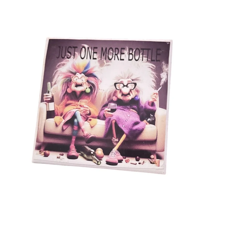 Funny Grumpy Old Women Just One More Bottle Art Plaque 6